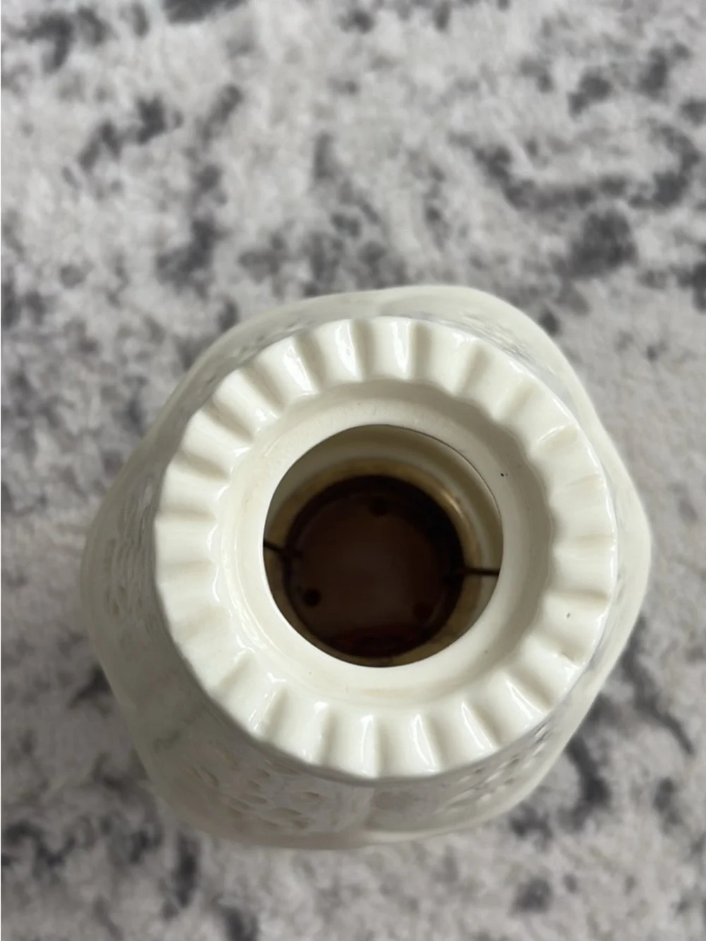 Vintage-Style Ceramic Fairy Lamp Candle Holder – Cream Floral Pierced Design